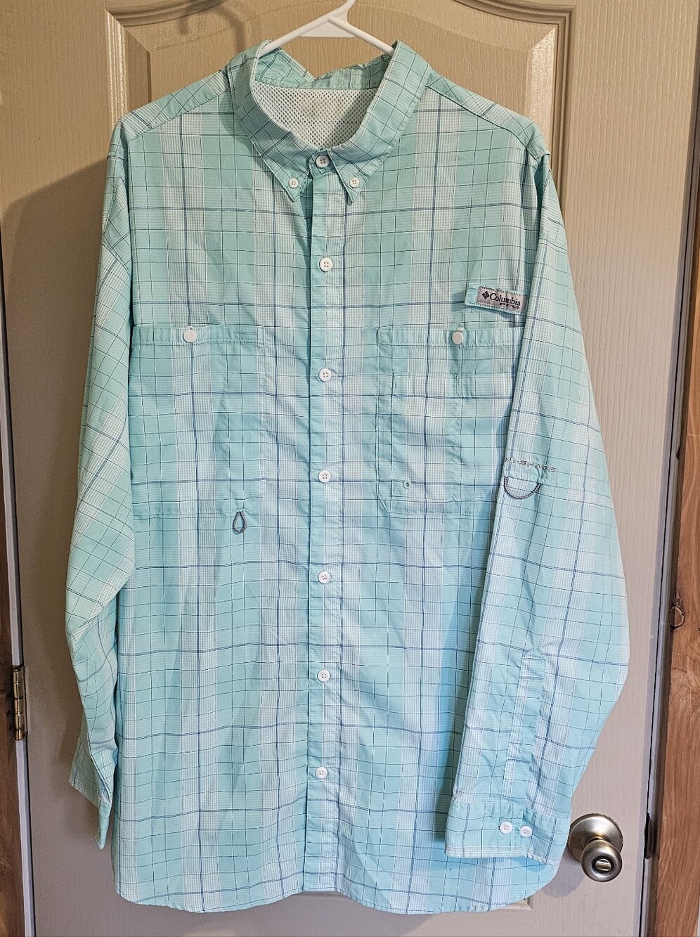 Columbia PFG Fishing Shirt Long Sleeve Button Down 2XL 26" P2P 33" Length
